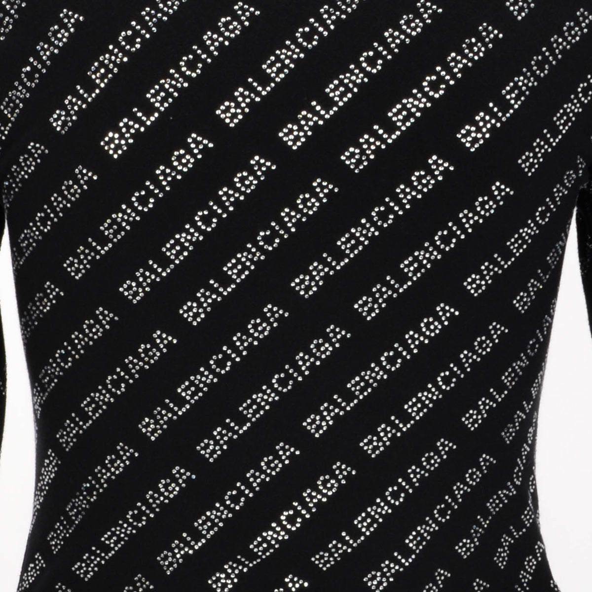 Balenciaga Black Crystal Embellished All Over Logo Top XS