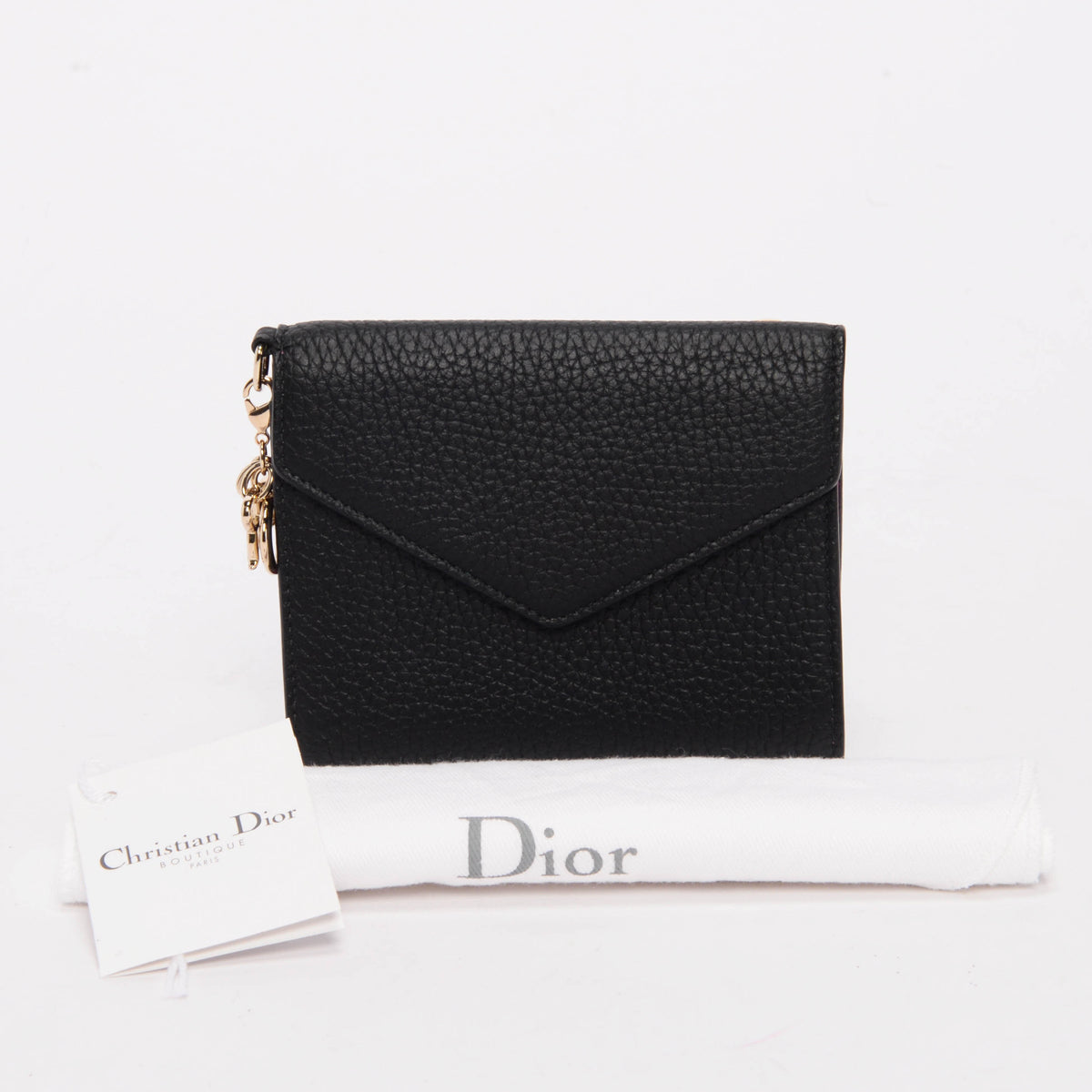 Dior Black Grained Calfskin Diorissimo Envelope Wallet