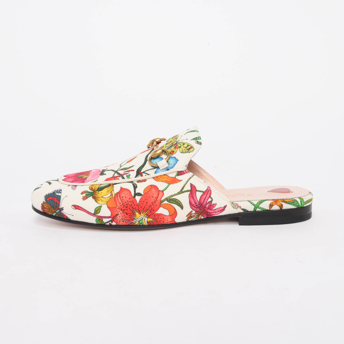 Gucci White Flora Canvas Princetown Slippers 37