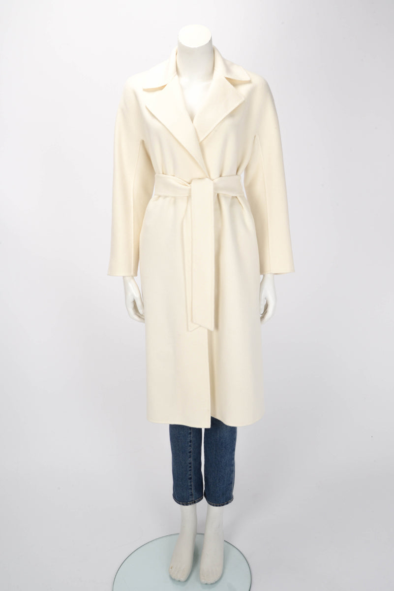 Max Mara Studio White Wool Long Coat IT 36