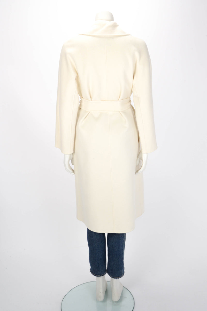 Max Mara Studio White Wool Long Coat IT 36