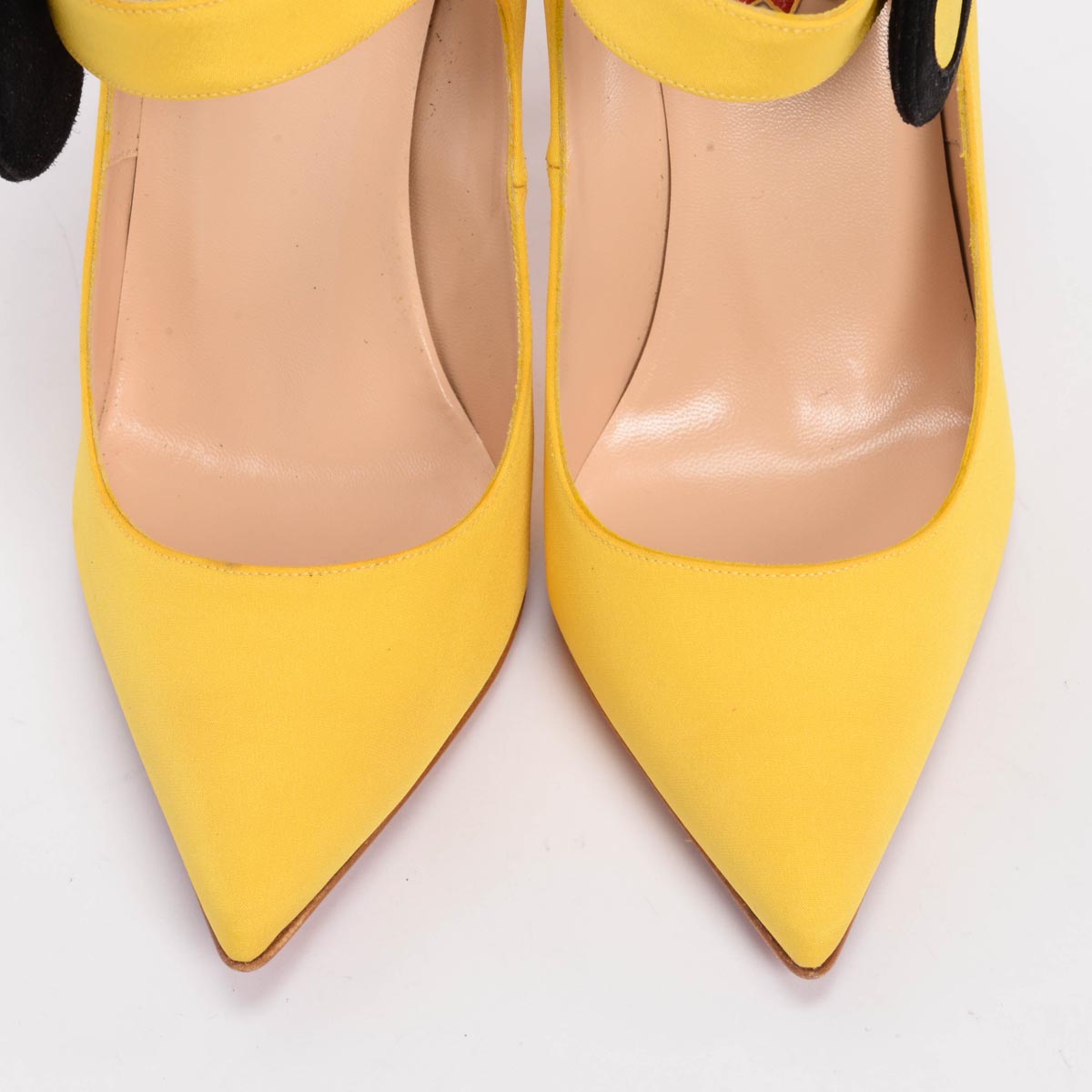 Christian Louboutin Yellow Satin Pensee Mary Jane Pumps 37