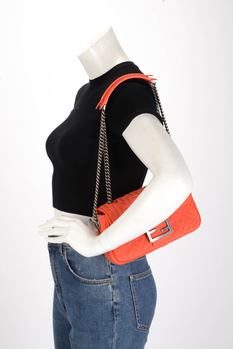 Fendi x Skims Orange Technical Knit Midi Chain Baguette