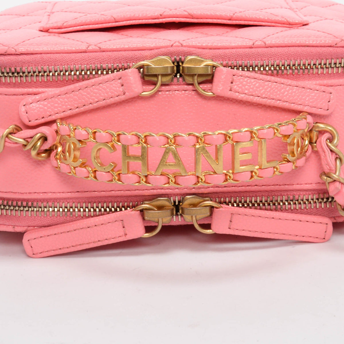 Chanel Pink Quilted Caviar Mini Pick Me Up Vanity Case