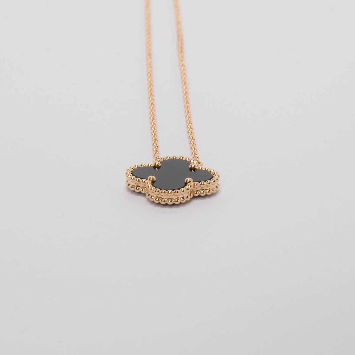 Van Cleef & Arpels Gold & Onyx Vintage Alhambra Pendant Necklace