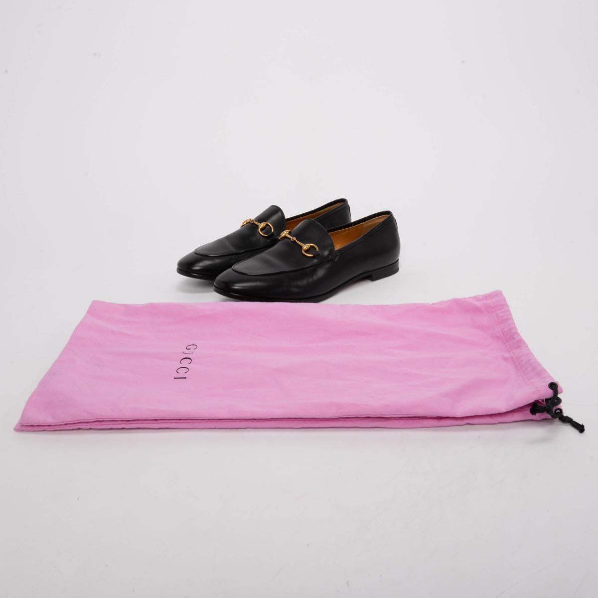 Gucci Black Leather Jordaan Loafers 38.5