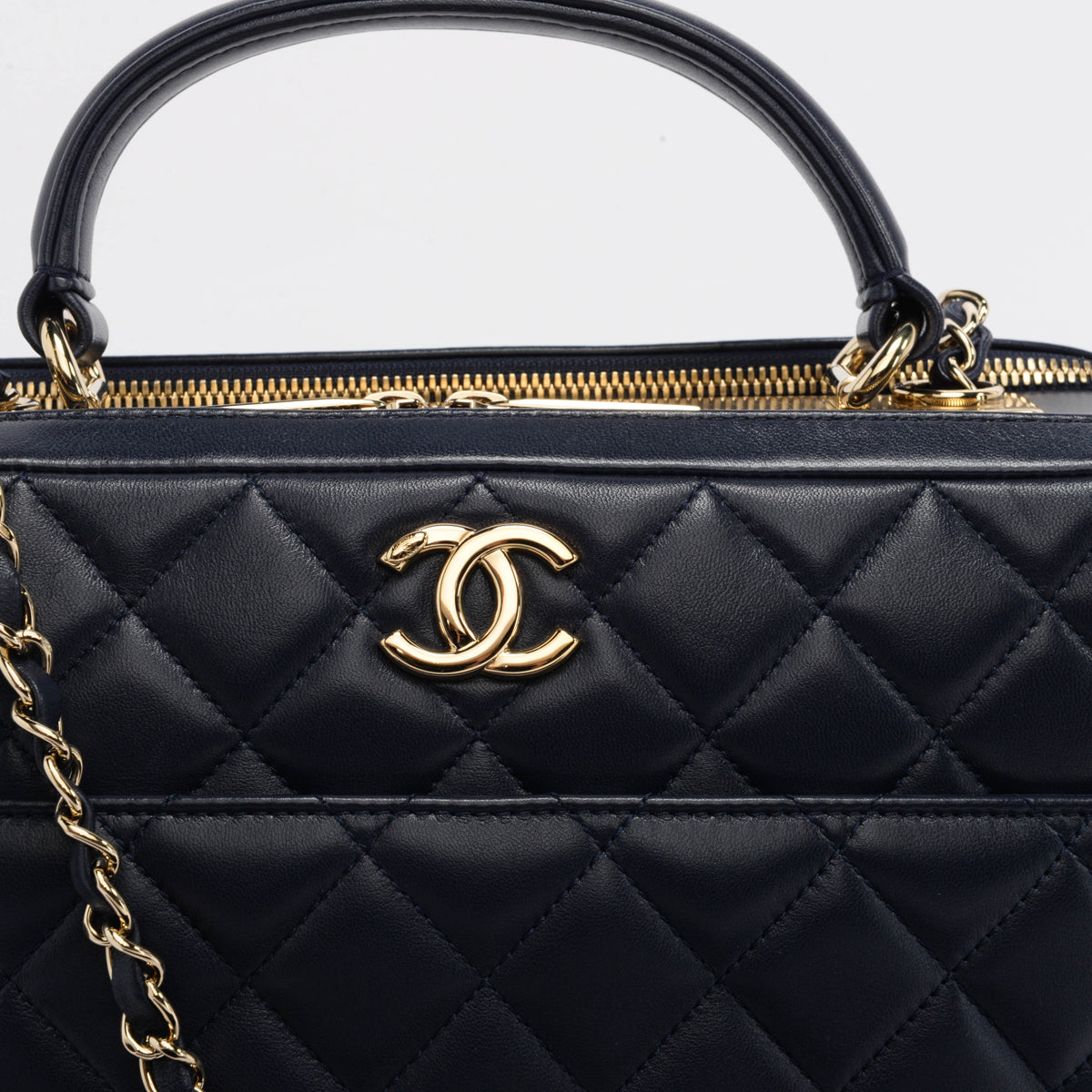 Chanel Navy Quilted Lambskin Large Trendy CC Bowling Bag