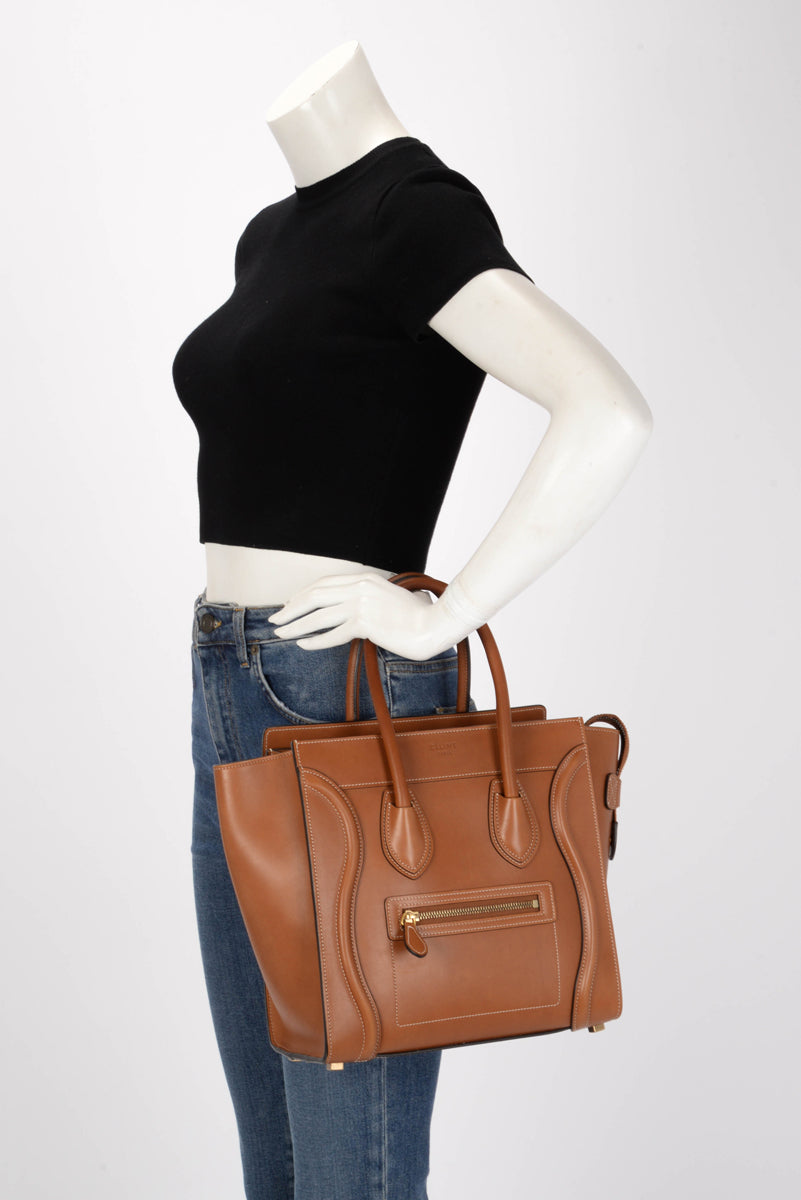 Celine Tan Natural Calfskin Micro Luggage Bag