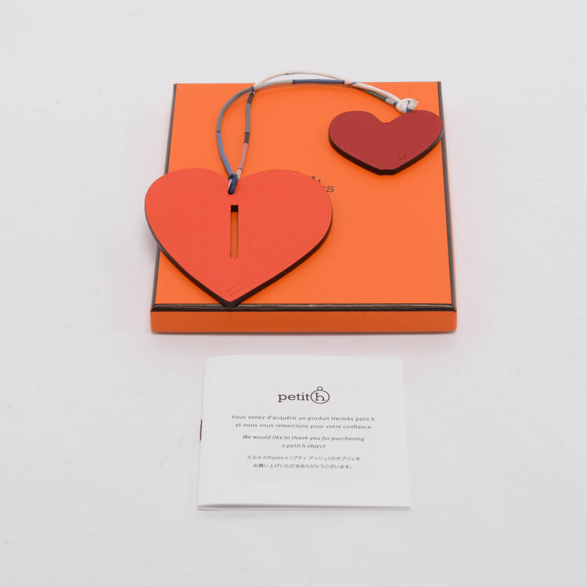 Hermes Red Calfskin Petit H Heart Charm Ornament