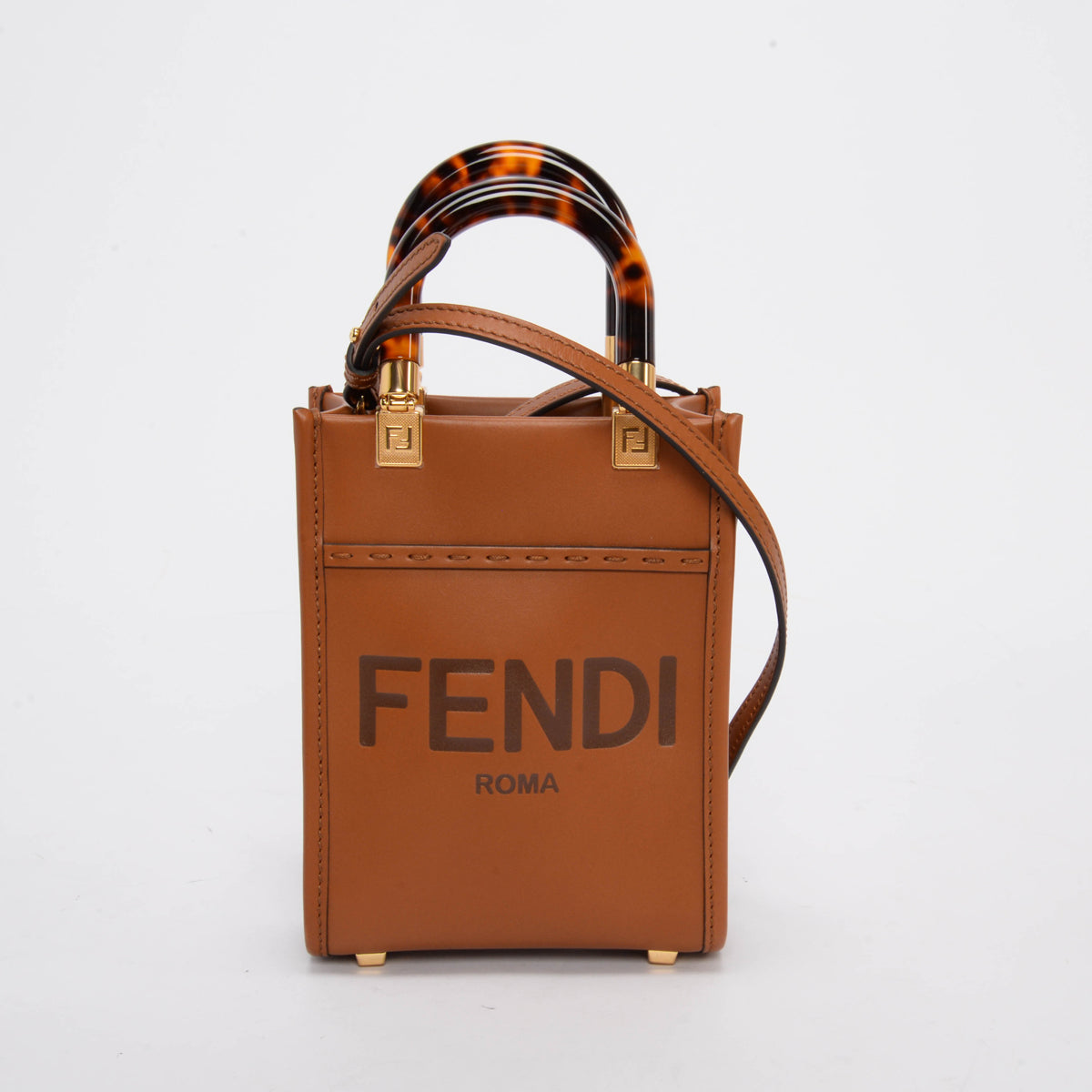 Fendi Brown Roma Calfskin Mini Sunshine Shopper