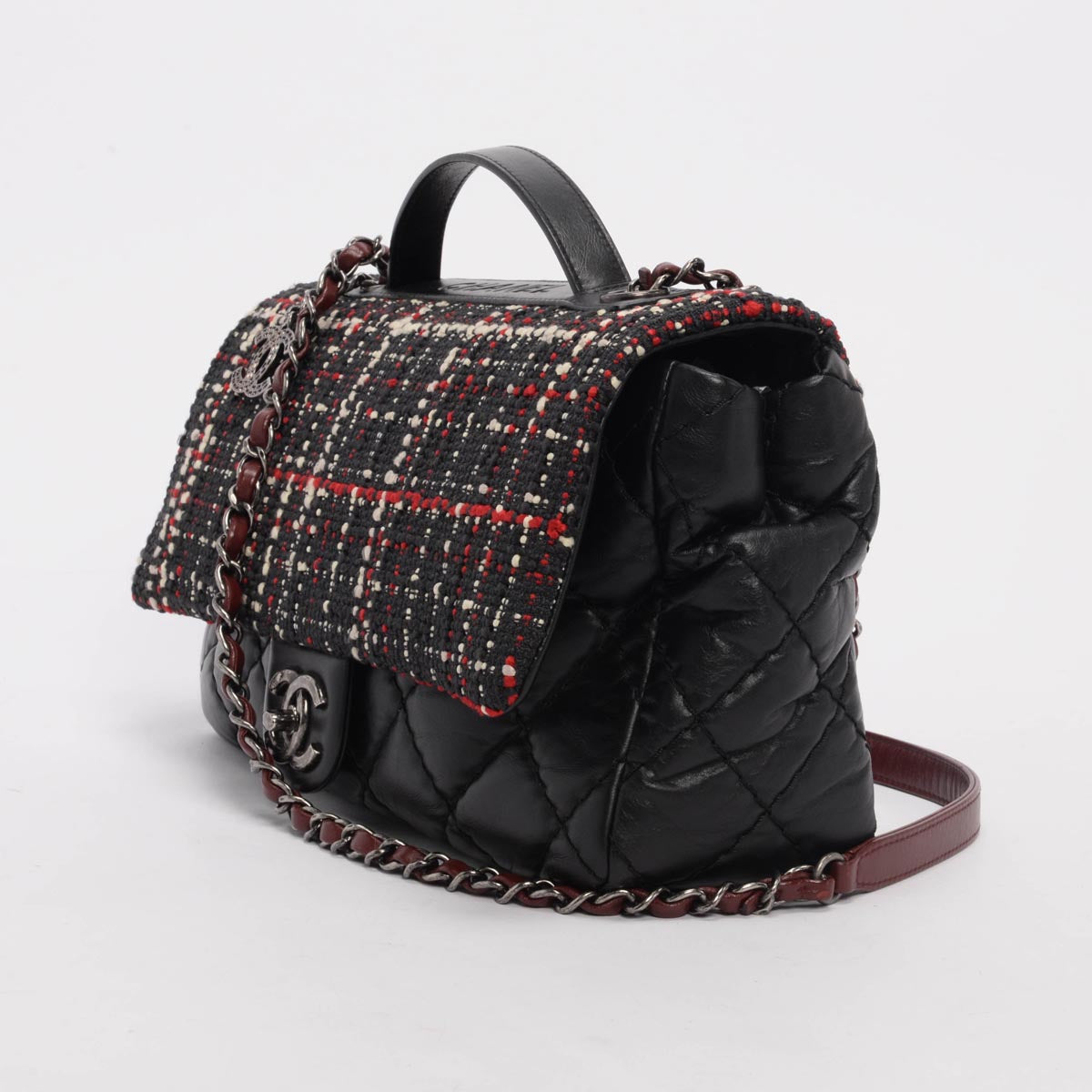 Chanel Calfskin & Tweed Airlines Top Handle Bag