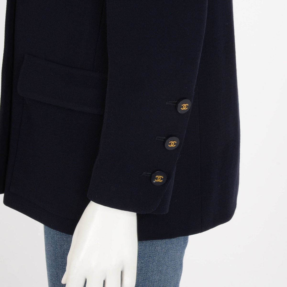 Chanel Navy Wool Twill Classic DB Jacket FR 38