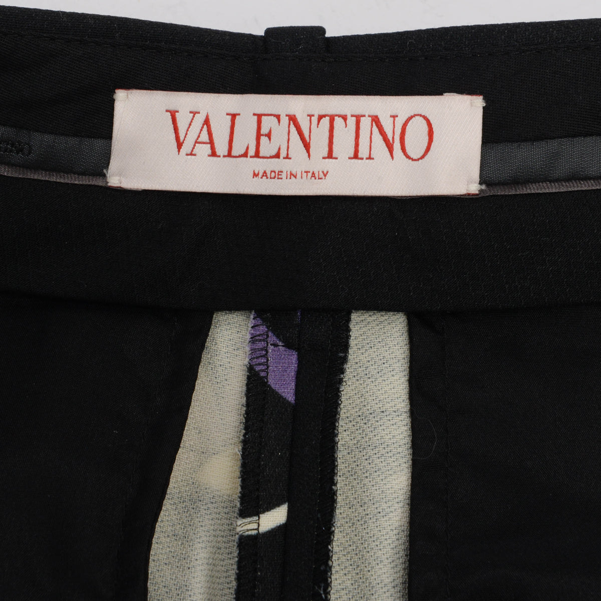 Valentino Black Wool Blend Floral Print Pants IT 40