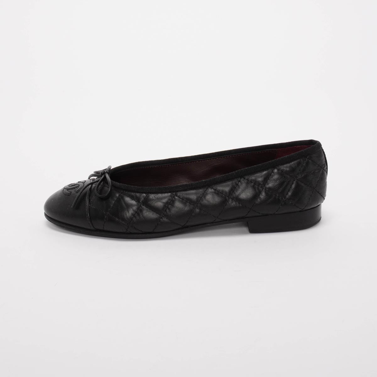 Chanel Black Aged Calfskin CC Ballet Flats 36