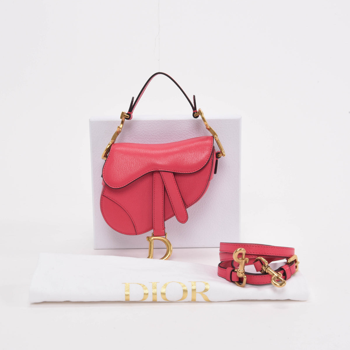 Dior Fuschia Goatskin Micro Saddle Bag