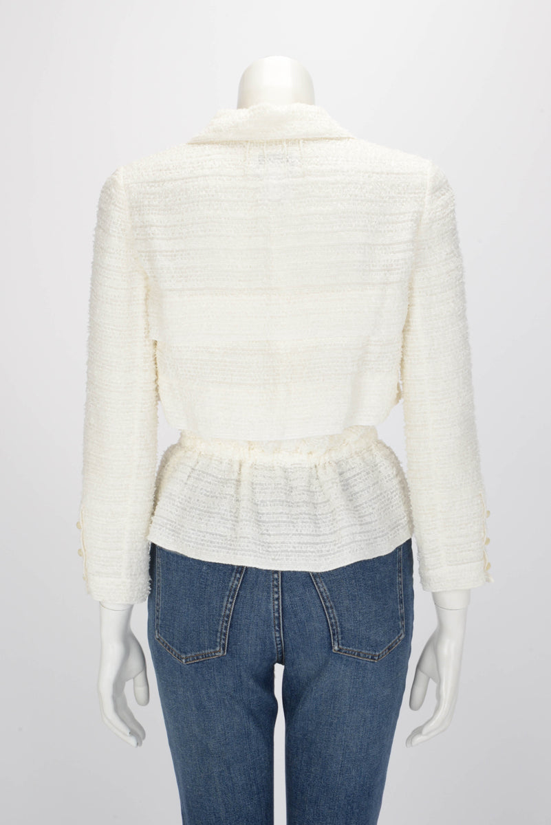 Chanel Ecru Fantasy Tweed Drawstring Jacket FR 40