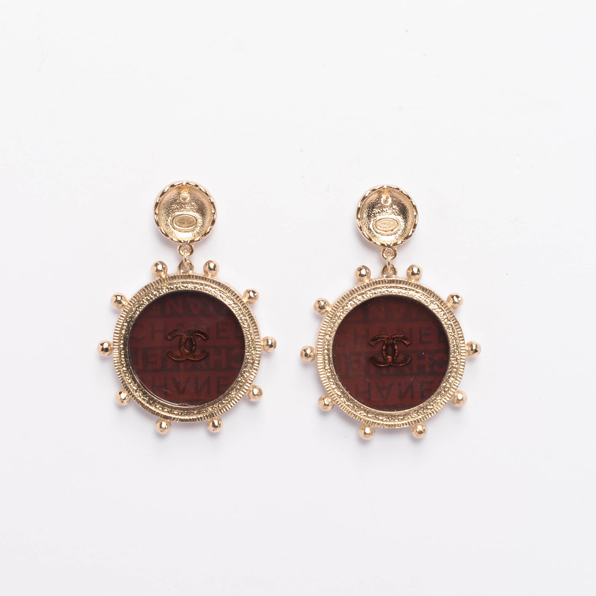 Chanel Red Gold Tone La Pausa Earrings