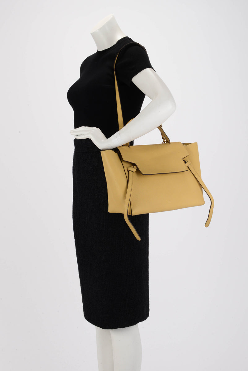 Celine Mustard Grained Calfskin Mini Belt Bag