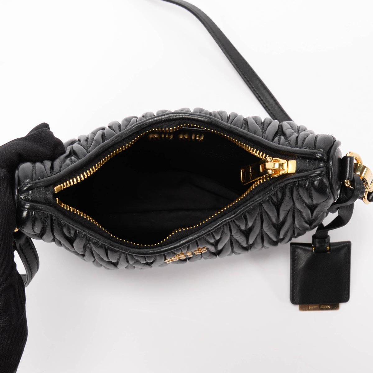 Miu Miu Black Matelasse Nappa Shoulder Bag