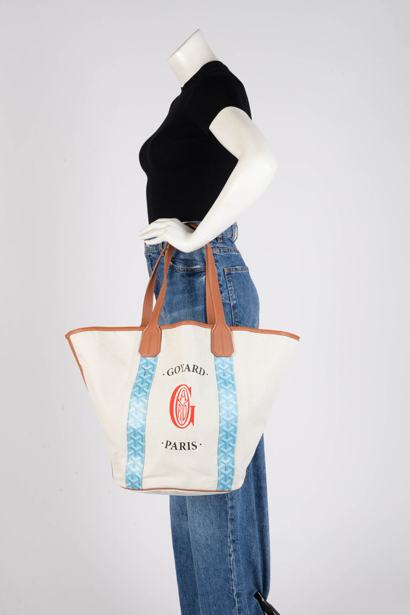 Goyard Turquoise Goyardine Reversible Belharra Tote