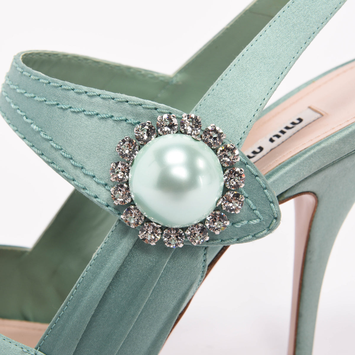 Miu Miu Mint Satin Cross Pumps 41