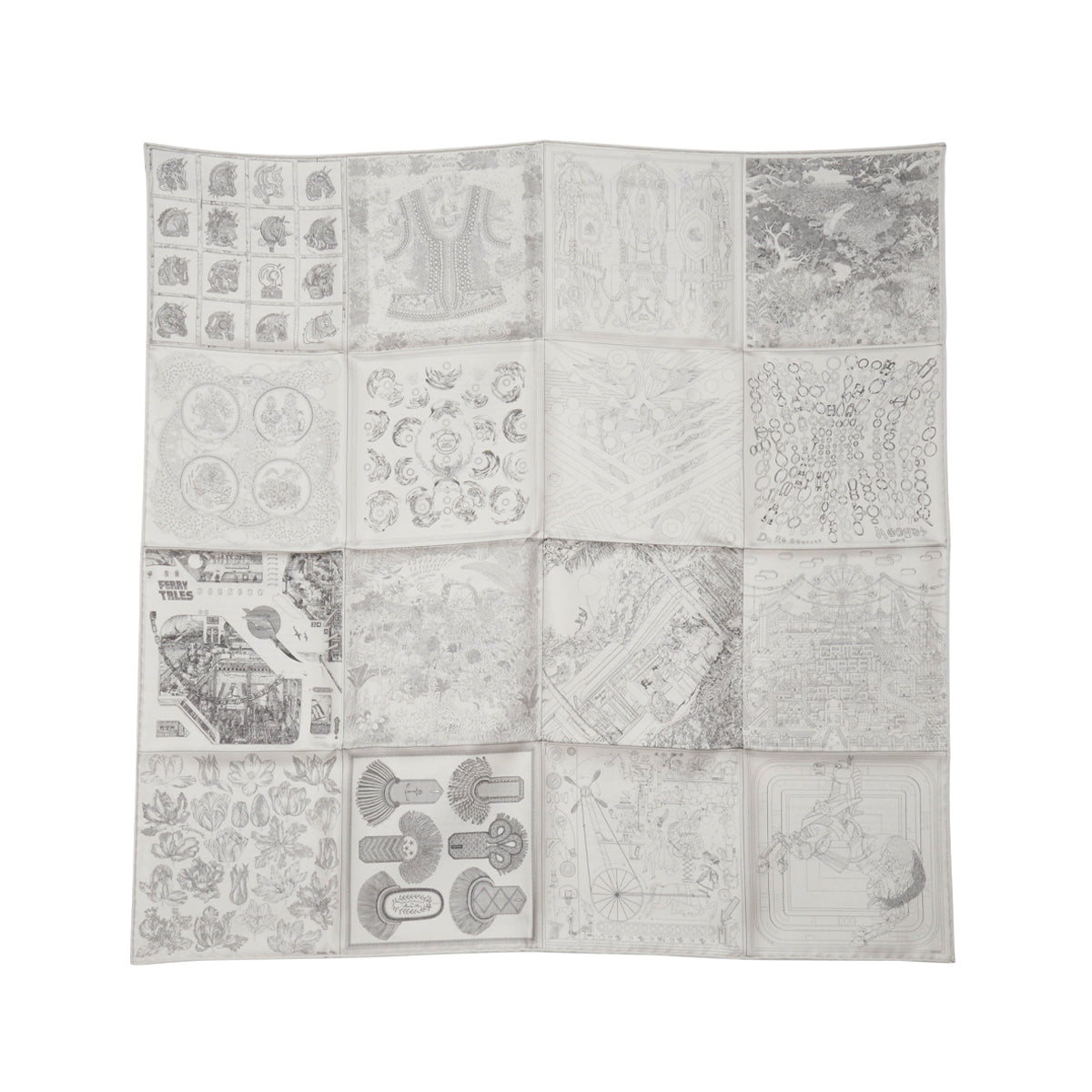 Hermes Grey Silk Etonnant Double Face Scarf 70