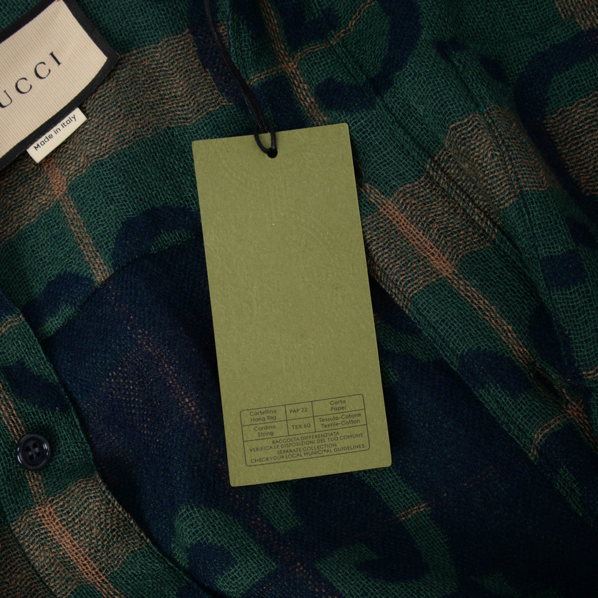 Gucci Green Wool Jumbo GG Check Shirt IT 44