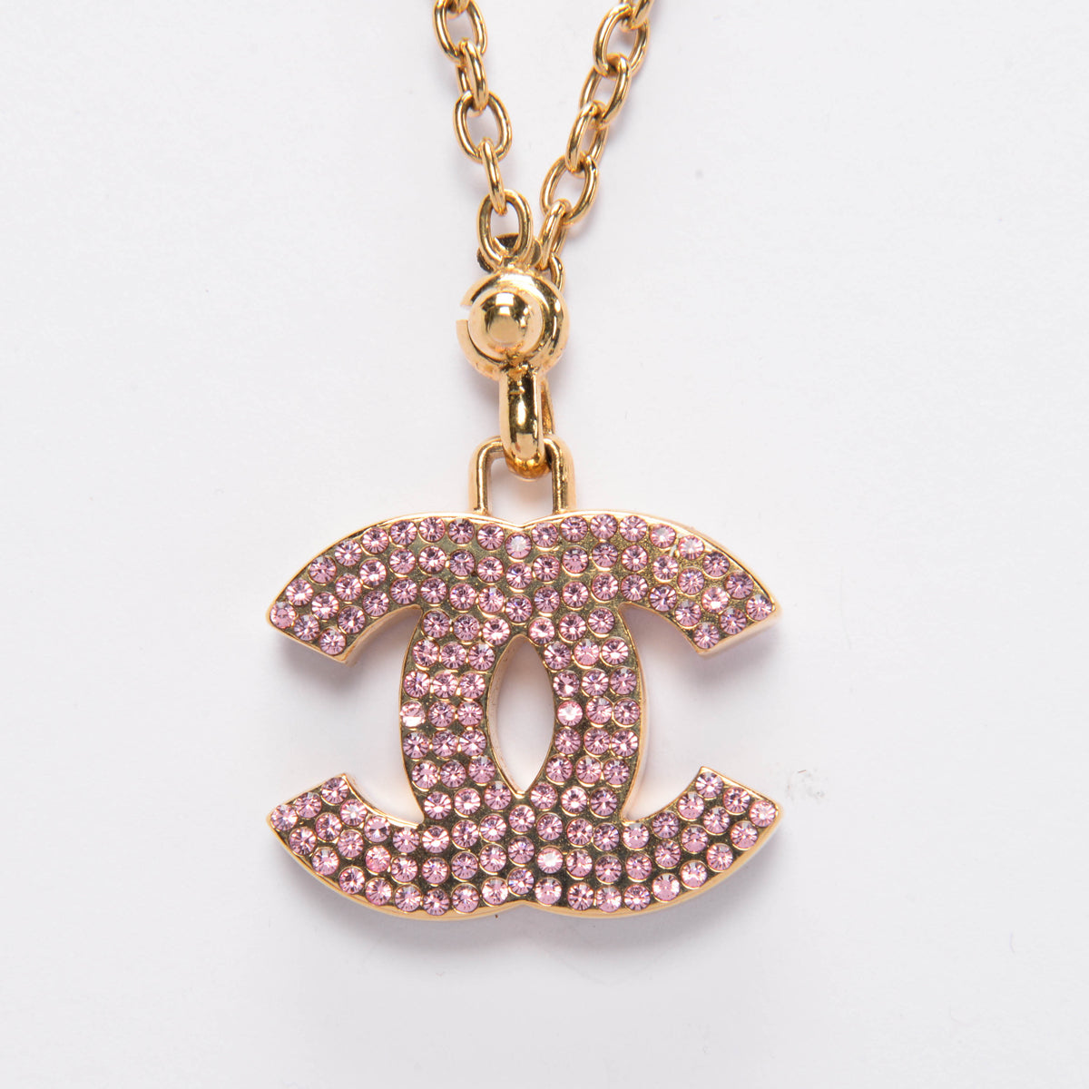 Chanel Vintage Pink Crystal CC Bag Charm