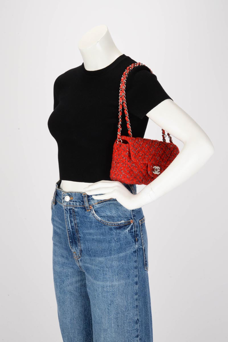 Chanel Red Tweed Classic Mini Flap Bag