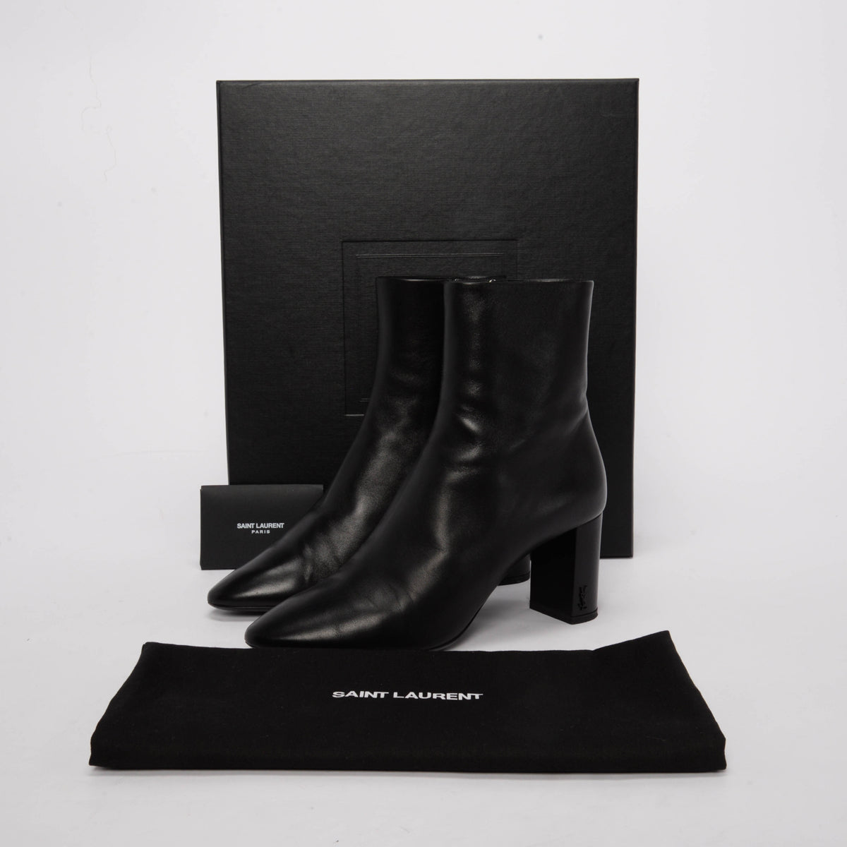 Saint Laurent Black Lambskin Lou 70 Ankle Boots 39