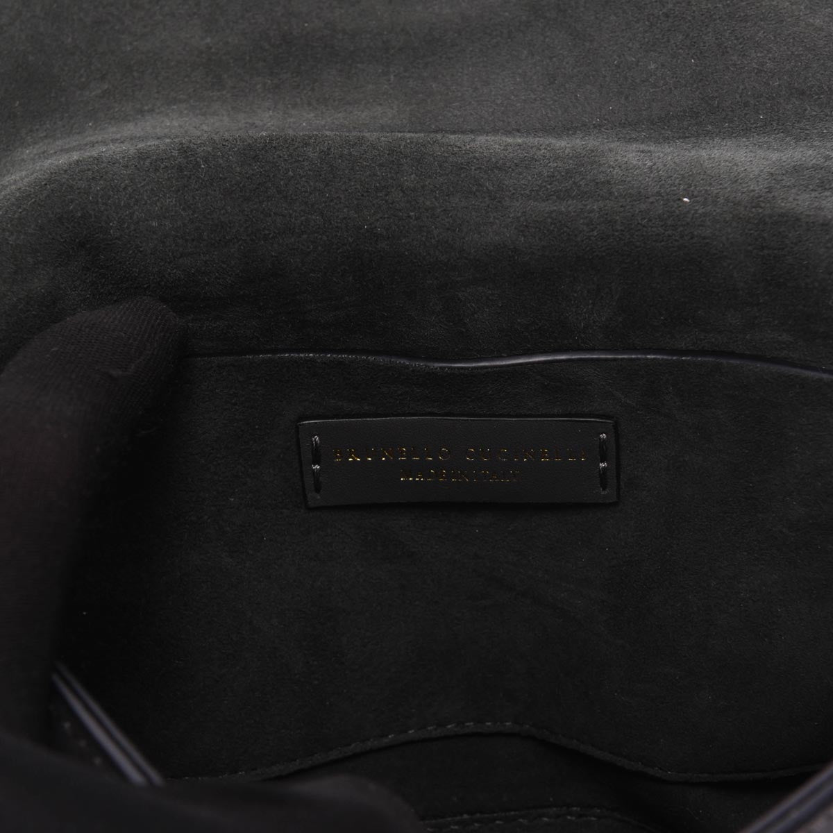 Brunello Cucinelli Charcoal Calfskin Beaded Flap Mini Bag