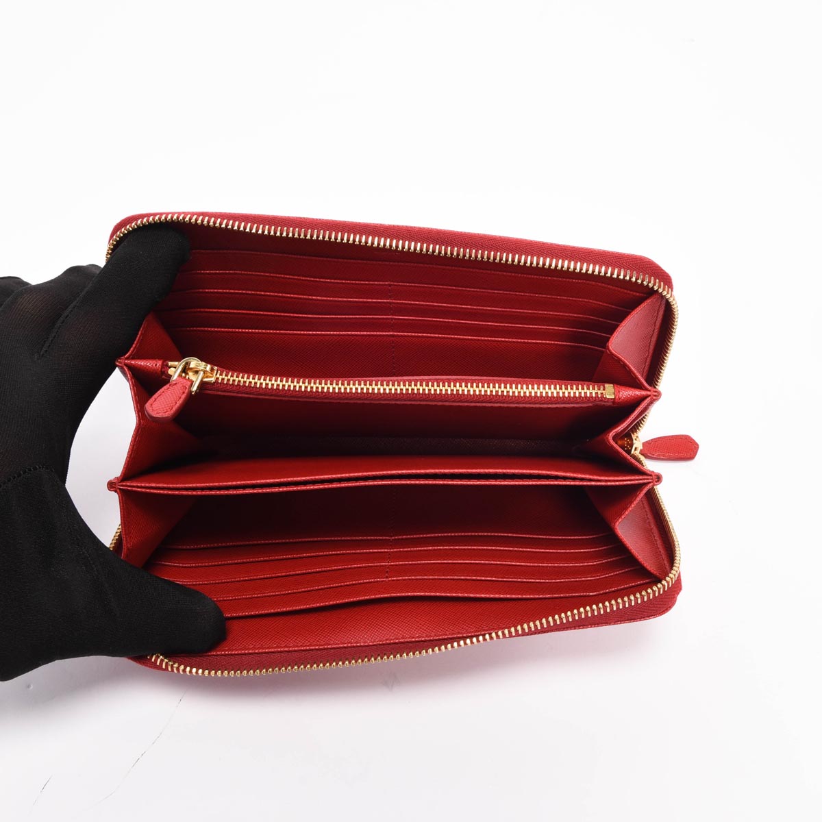 Prada Red Saffiano Zippy Long Wallet