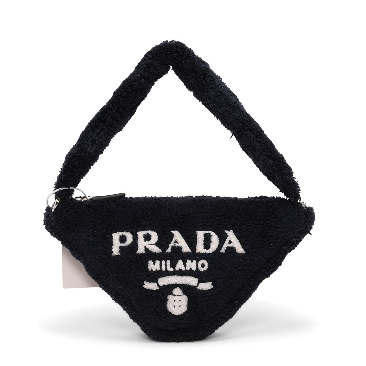 Prada Black Terry Cloth Triangle Pouch Bag