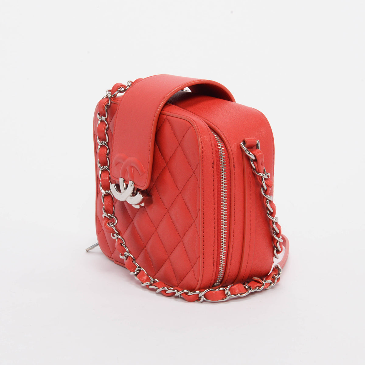 Chanel Red Quilted Leather Mini CC Box Camera Bag