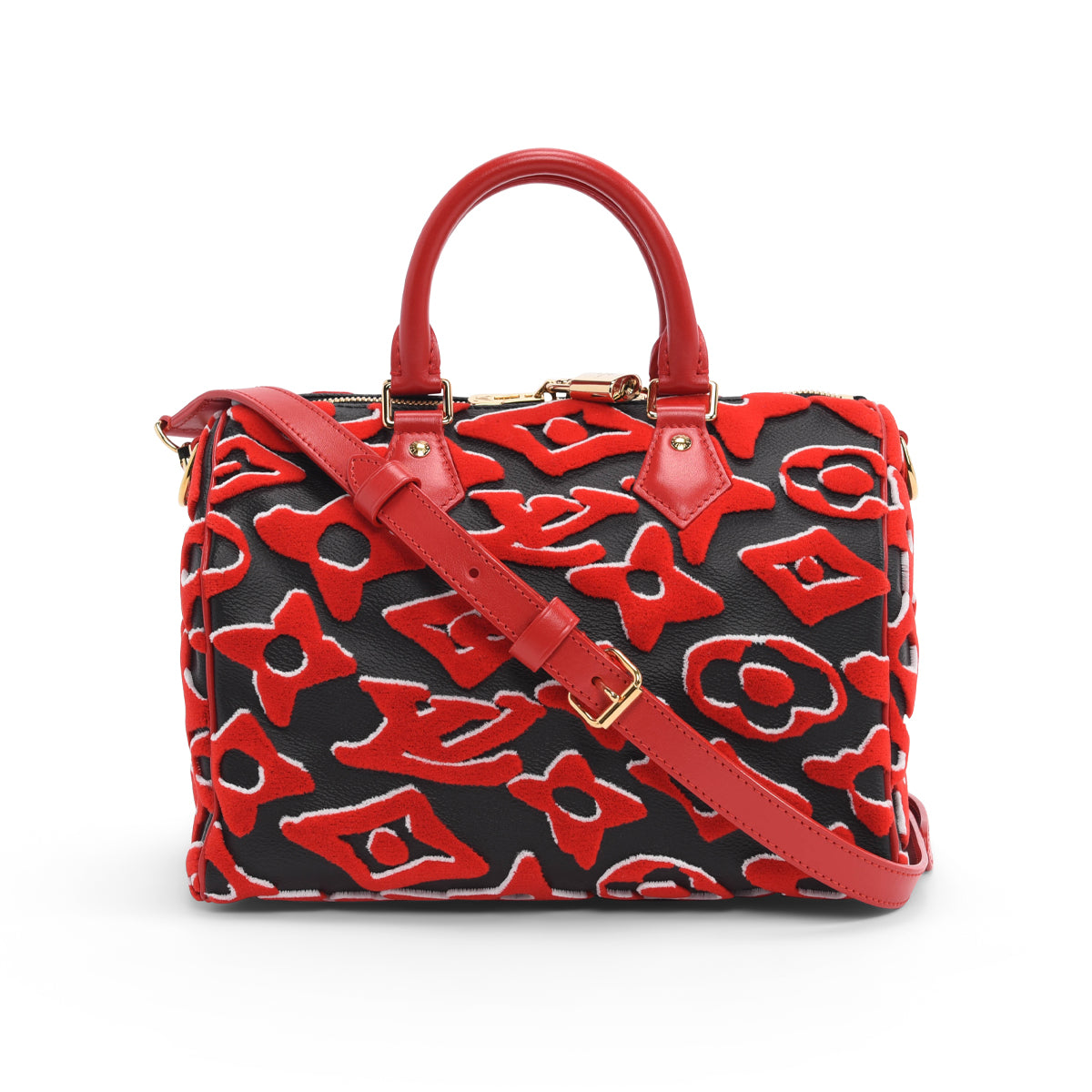 Louis Vuitton Black & Red Monogram Urs Fisher Speedy 25