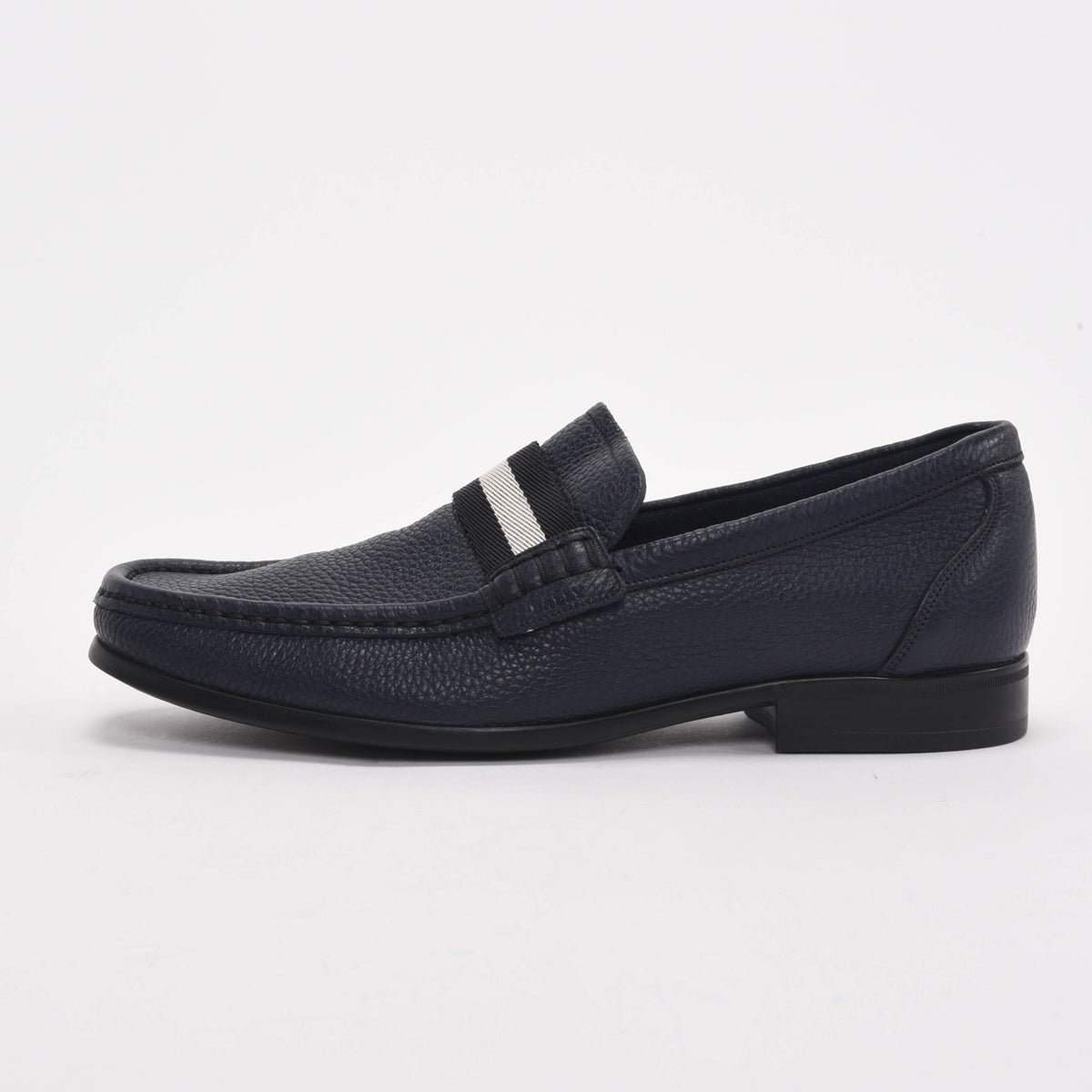 Bally Navy Grained Calfskin Tesly Loafers US 8