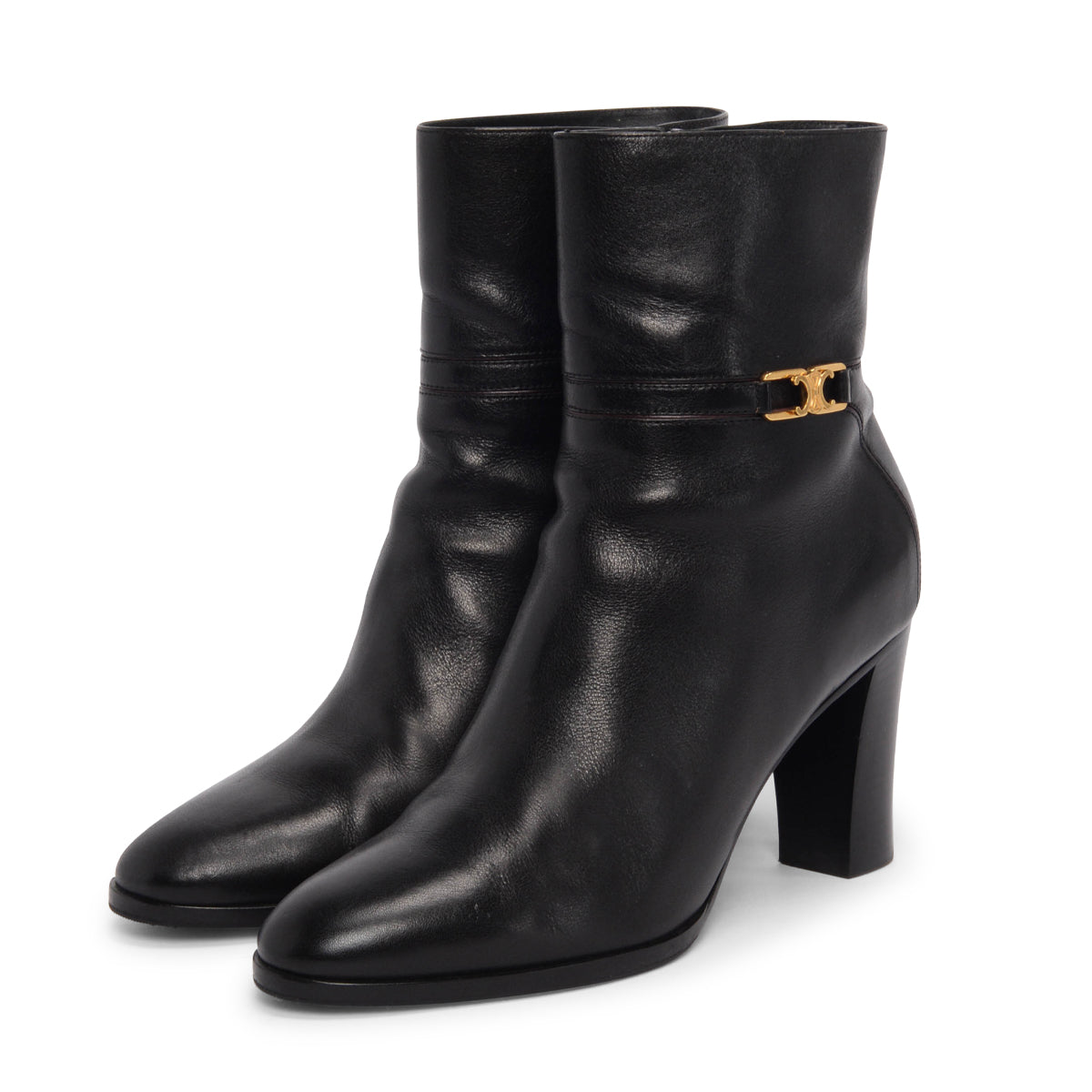 Celine Black Calfskin Claude Ankle Boots 39