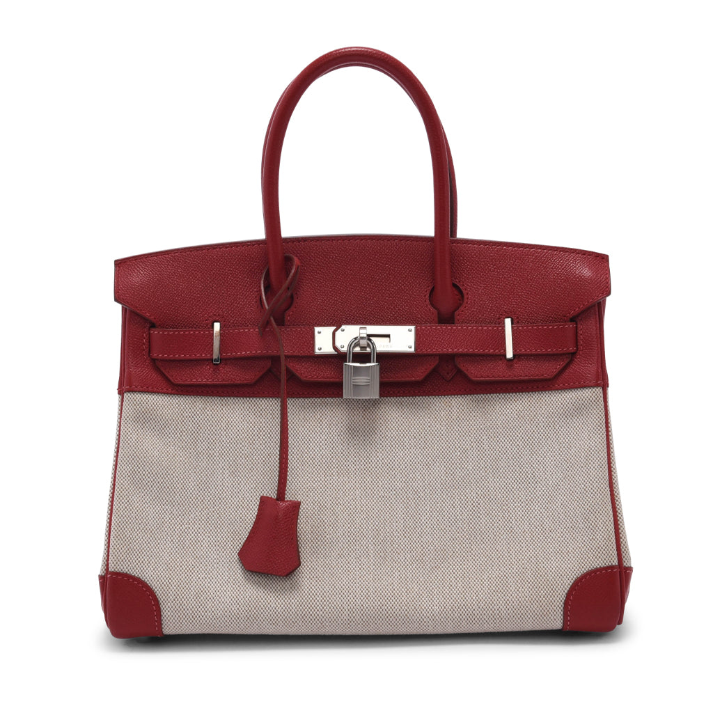 Hermes Rouge Vif Courchevel & Toile H Birkin 30 PHW