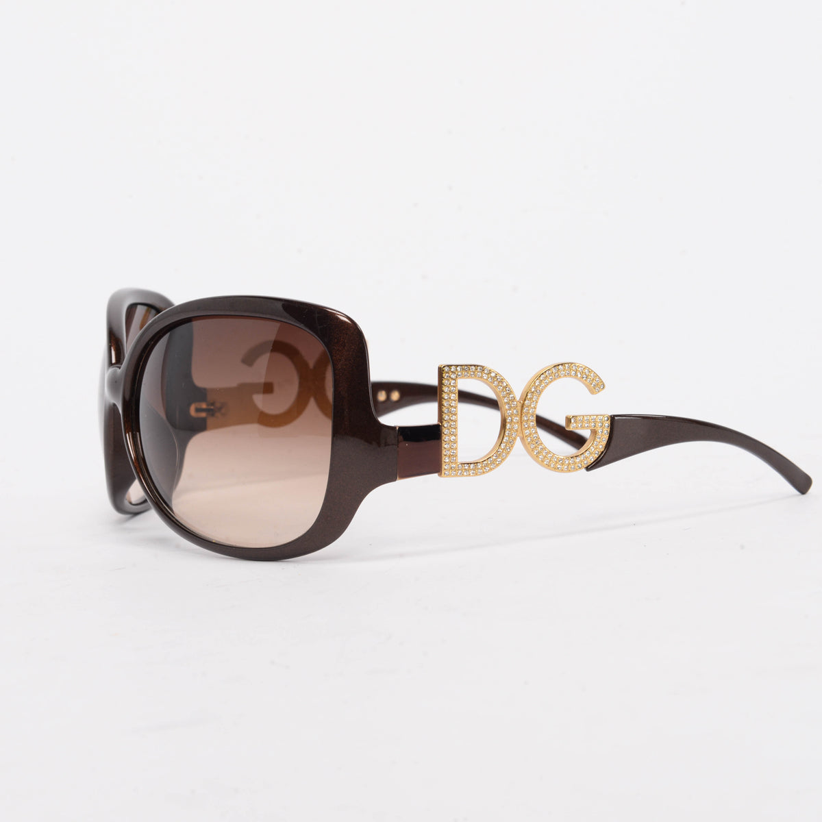 Dolce & Gabbana Brown Crystal Logo Sunglasses