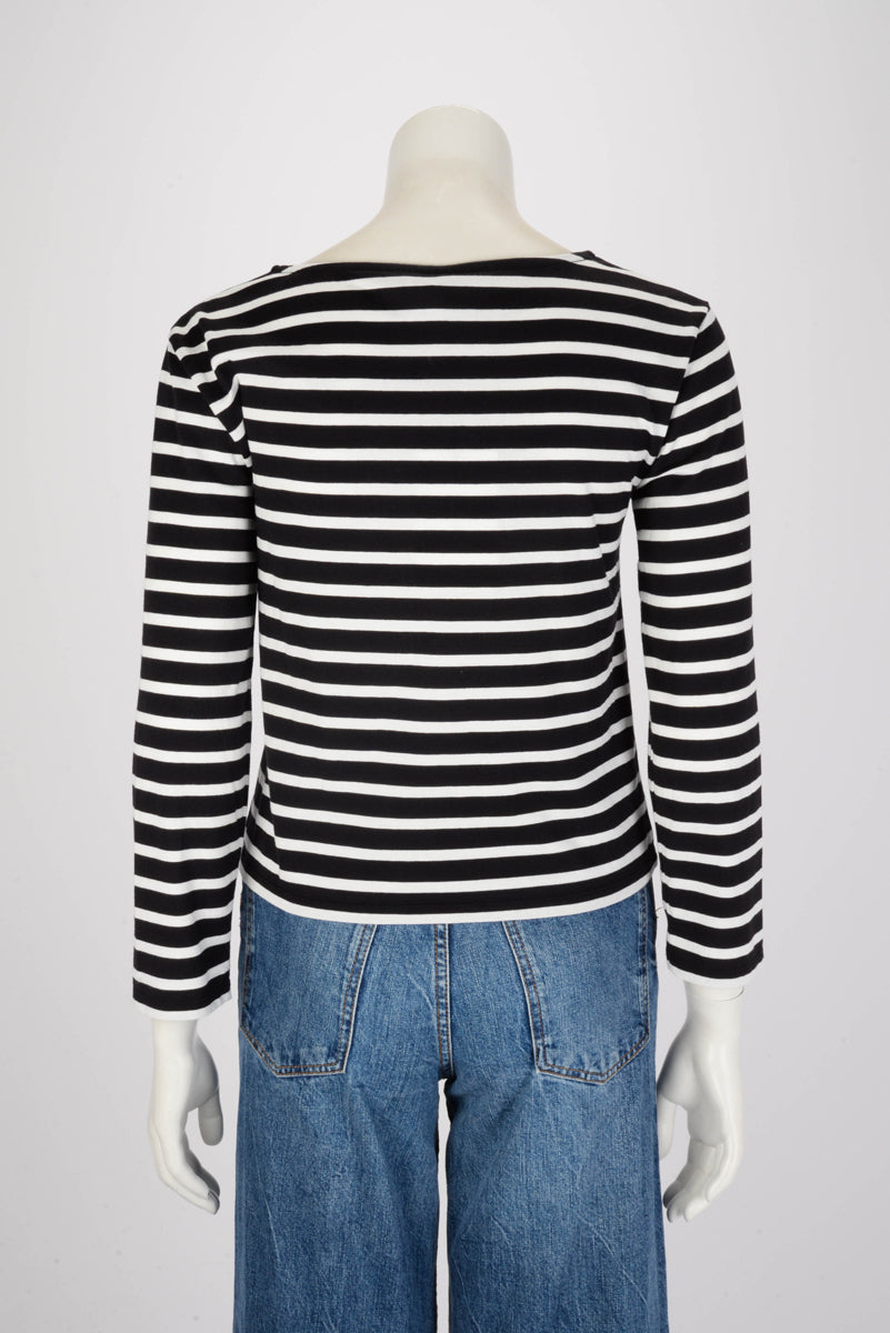 Celine Black & White Cotton Striped T-Shirt S