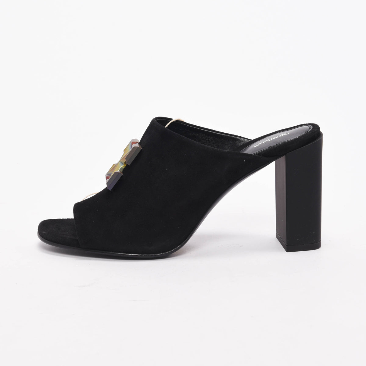 Off-White Black Suede Metallic Arrow Mules 40