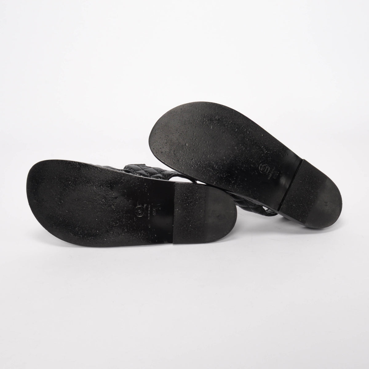 Chanel Black Crinkled Patent Dad Sandals 41.5