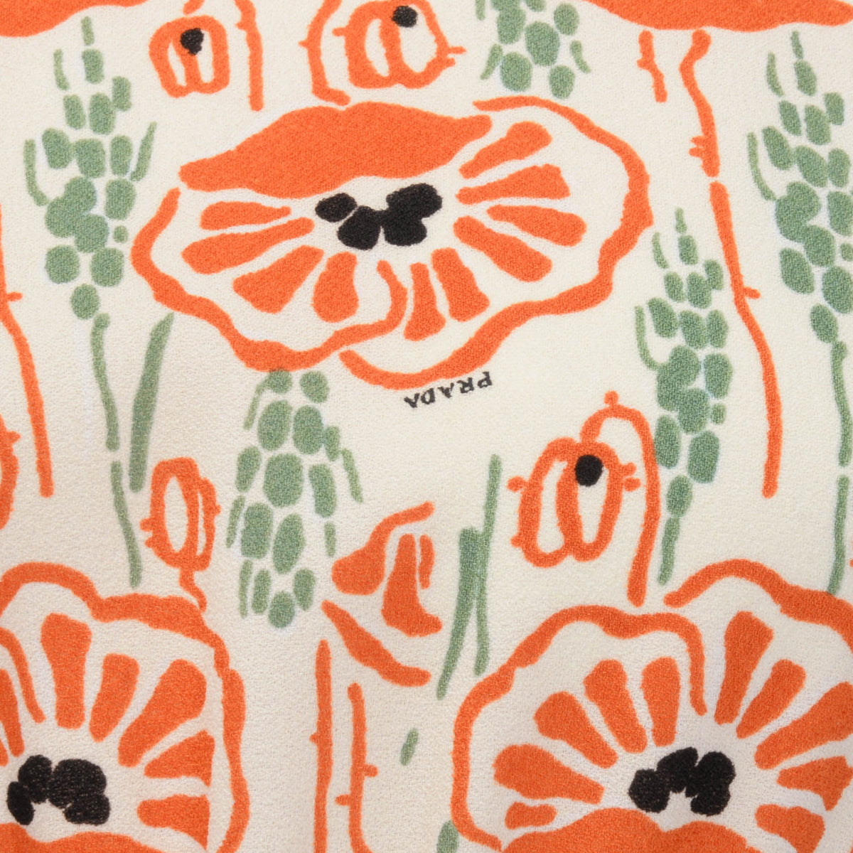 Prada Ivory Crepe Poppy Print Dress IT 44