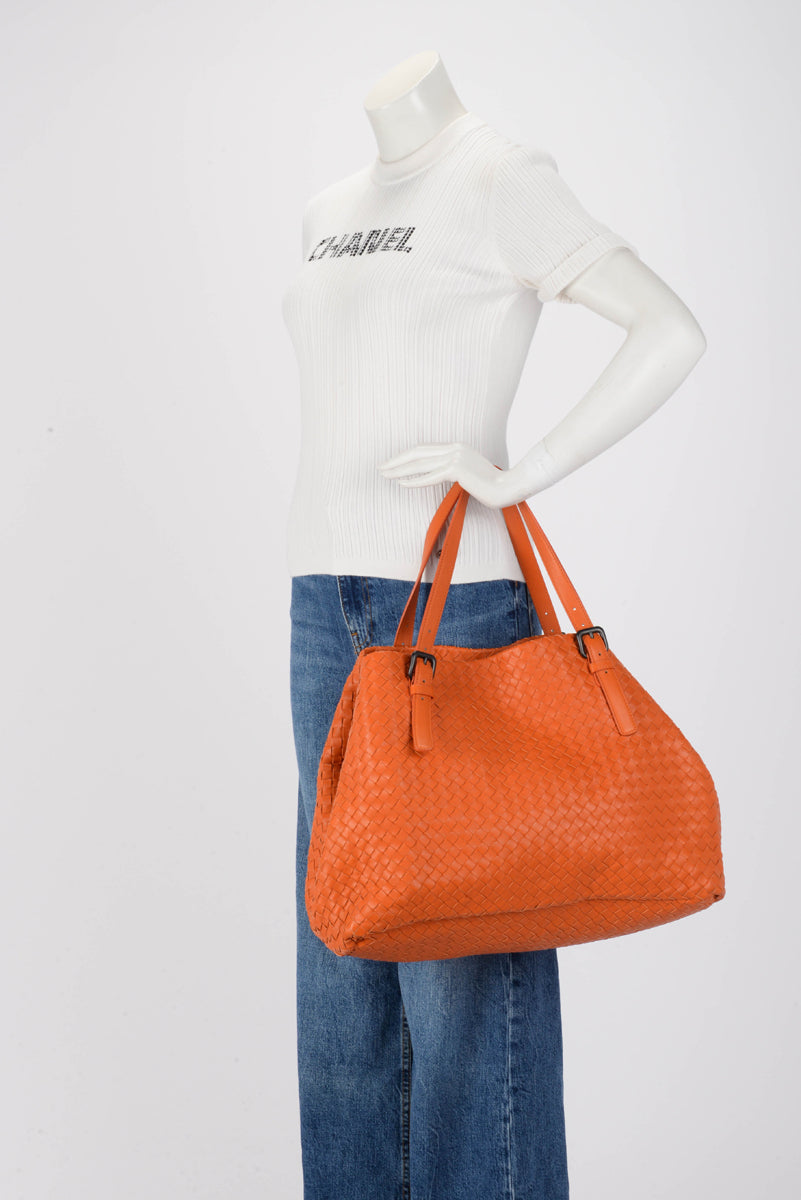 Bottega Veneta Orange Intrecciato Tote