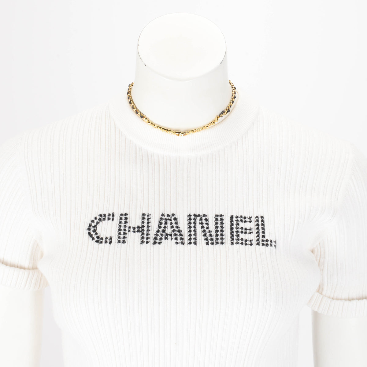 Chanel Gold Leather Chain CC Flower Choker