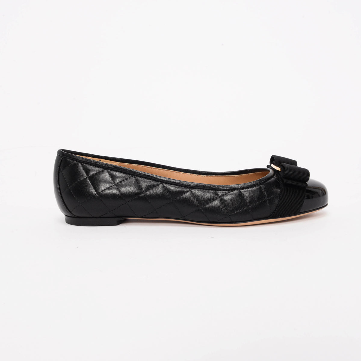 Ferragamo Black Quilted Lambskin Varina Ballet Flats 7