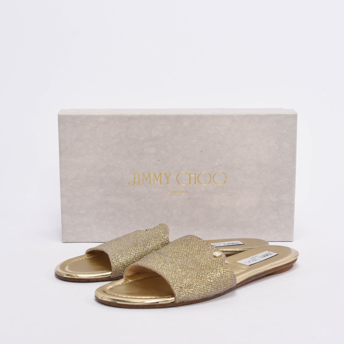 Jimmy Choo Gold Glitter Nanda Slides 40