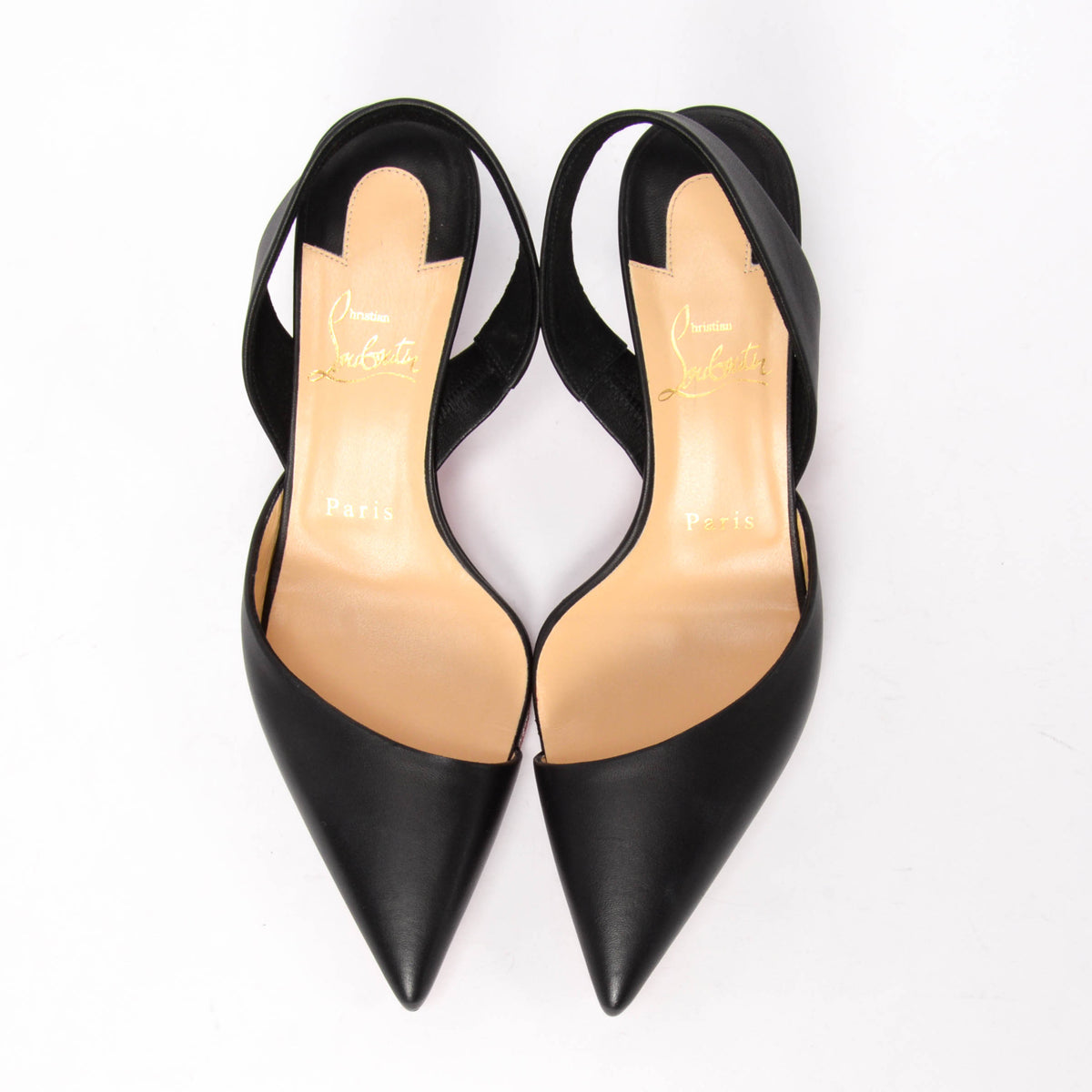 Christian Louboutin Black Nappa Viola Slingback Pumps 37.5