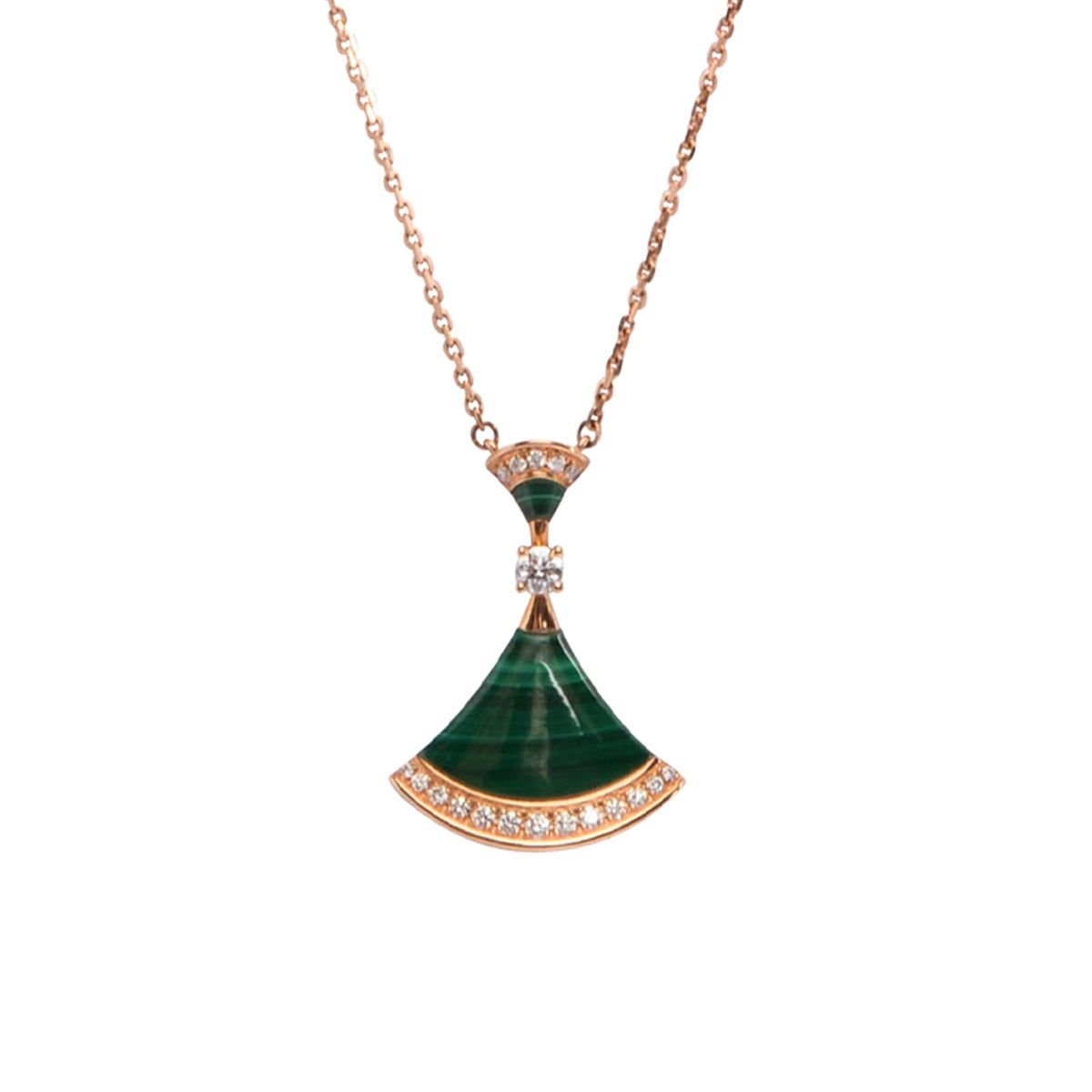 Bulgari Emerald Malachite & Rose Gold Diva's Dream Necklace