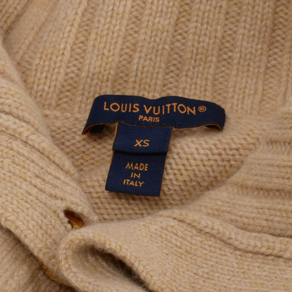 Louis Vuitton Beige Cashmere Monogram Button Sweater XS